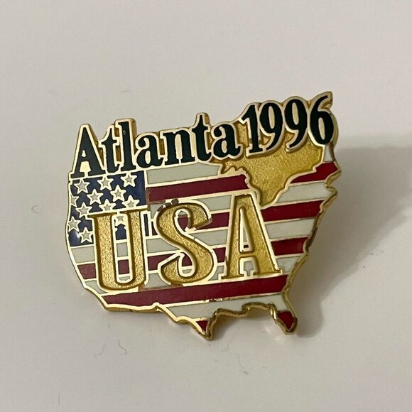 Vtg Atlanta Olympics Game 1996 Pin Team USA America Flag Pin - Picture 6 of 7